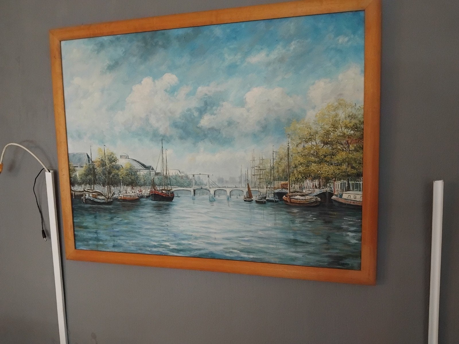 Maritiem schilderij 'De Amstel' door Frank van den Burg, Antiek en Kunst, Maritiem / water, Doek, Realistisch, Ophalen of Verzenden