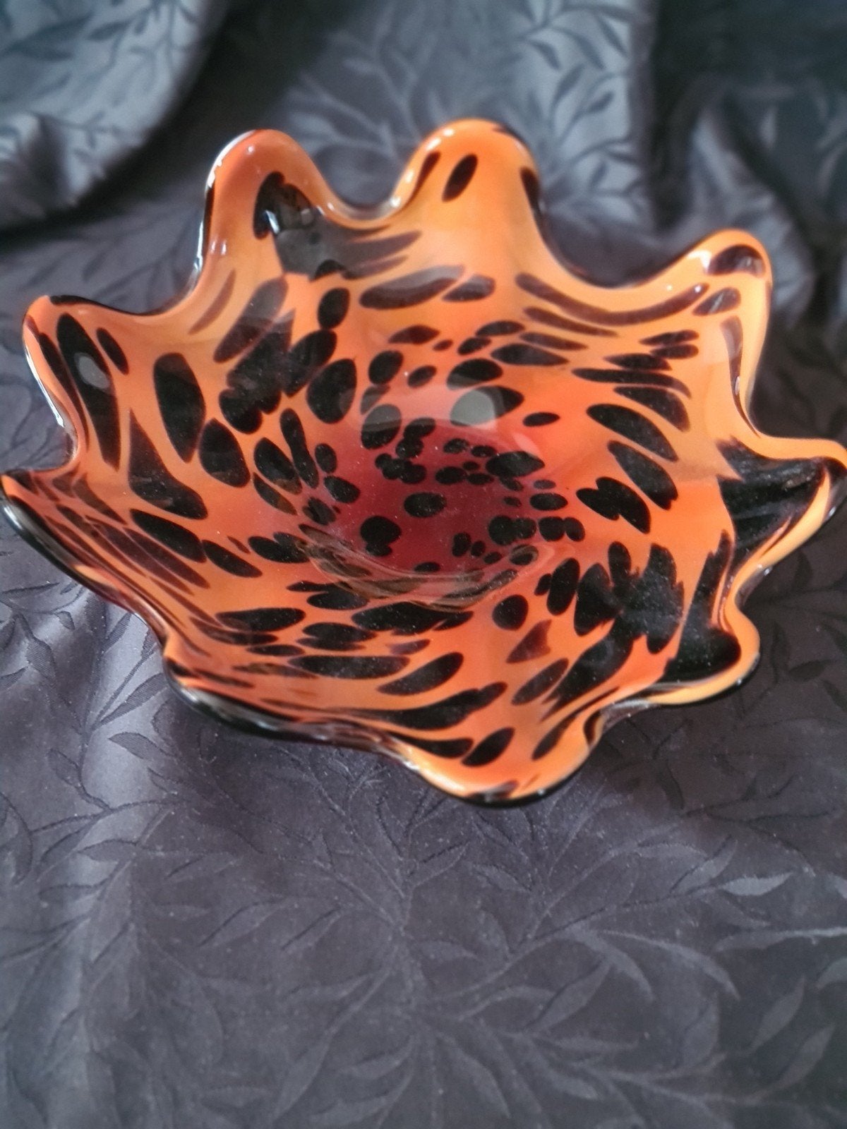 Decoratieve glazen schaal met luipaardprint, Antiek en Kunst, Ophalen