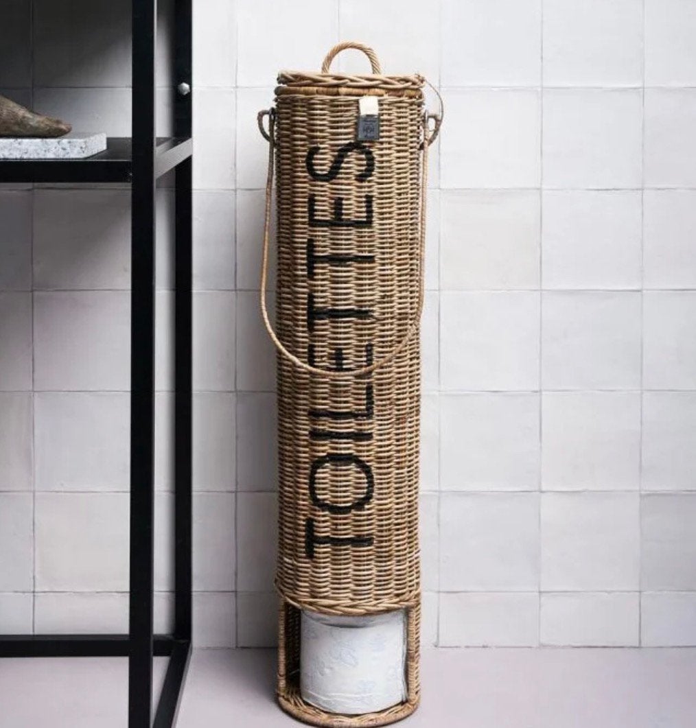 Riviera Maison Rattan Toiletrolhouder WC-rolhouder, Huis en Inrichting, Toilet-accessoire, Bruin, Overige merken, Ophalen of Verzenden