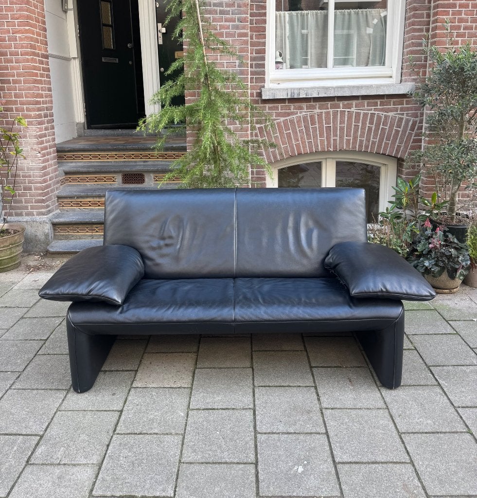 Originele Jori Linea Designbank (zwart leer), Ophalen, Design, 150 tot 200 cm, Tweepersoons