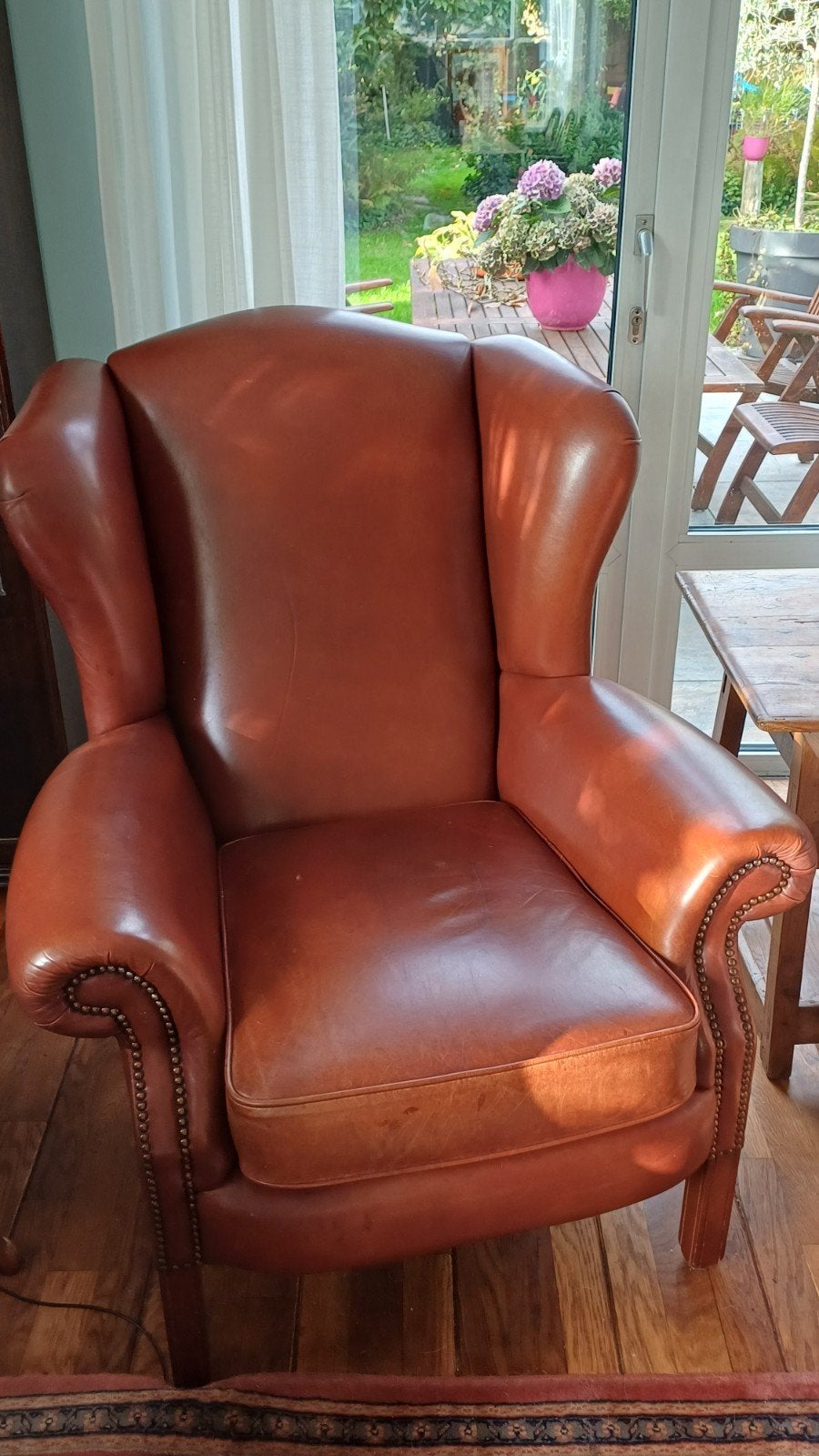 Leren fauteuil in zeer goede staat, Huis en Inrichting, Ophalen, Zo goed als nieuw, Minder dan 75 cm, 50 tot 75 cm