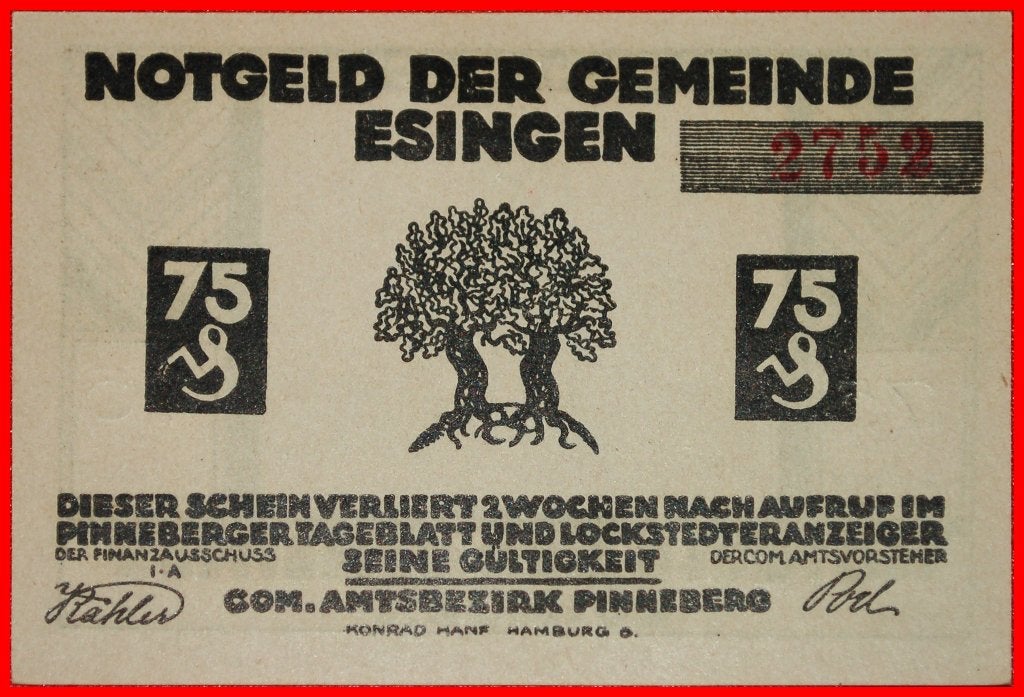 Ⰺ SCHLESWIG-HOLSTEIN: GERMANY ESINGEN 75 PFENNIG CRISP!, Postzegels en Munten, Bankbiljetten | Europa | Niet-Eurobiljetten, Ophalen of Verzenden