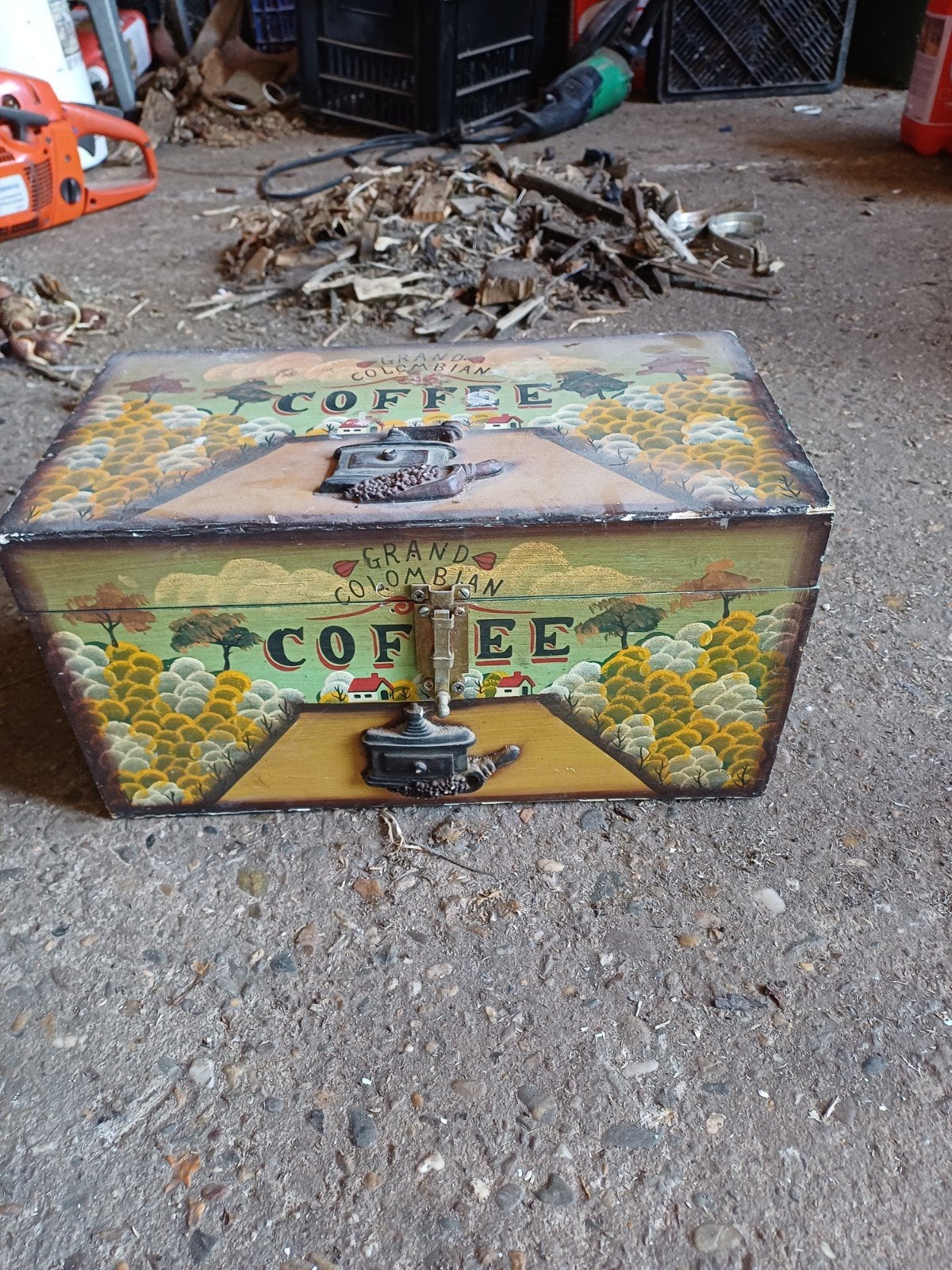 Koffie kistje antiek, Ophalen, Zo goed als nieuw, Minder dan 50 cm, Minder dan 50 cm