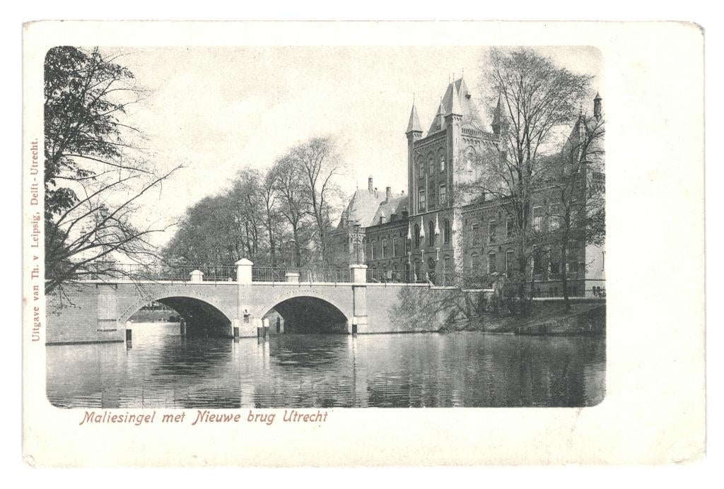 950860 Utrecht Maliesingel Nieuwe brug Nette oude kaart, Verzamelen, Ophalen of Verzenden, Voor 1920, Ongelopen, Utrecht