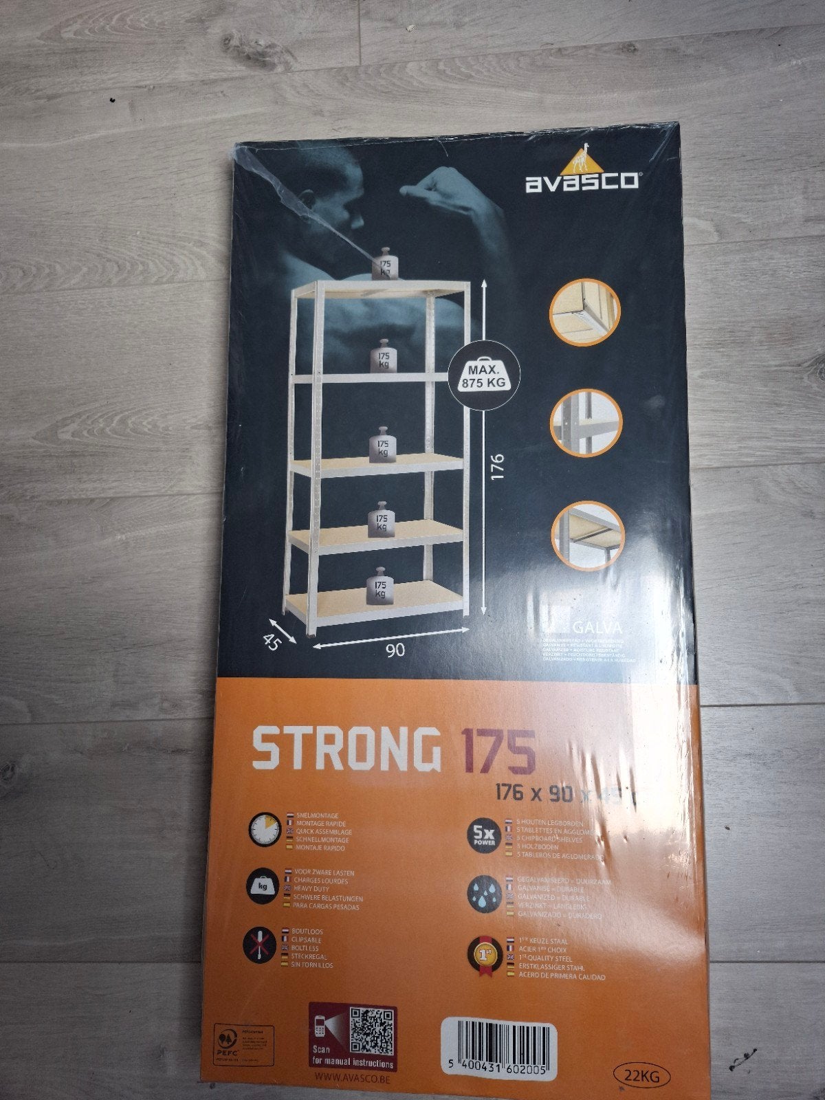 AVASCO Stellingkast Strong 176x90x45 cm verzinkt, Huis en Inrichting, Kasten | Stellingkasten, Ophalen of Verzenden, Nieuw
