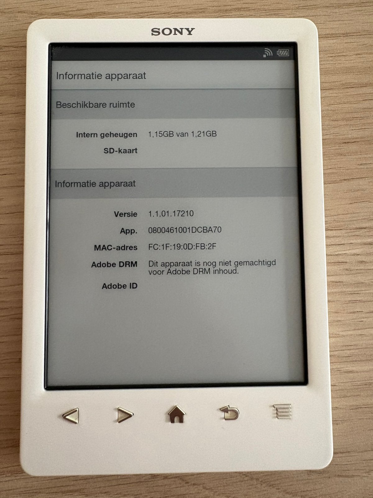 witte Sony E-Reader PRS-T2, Computers en Software, Ophalen of Verzenden, Gebruikt