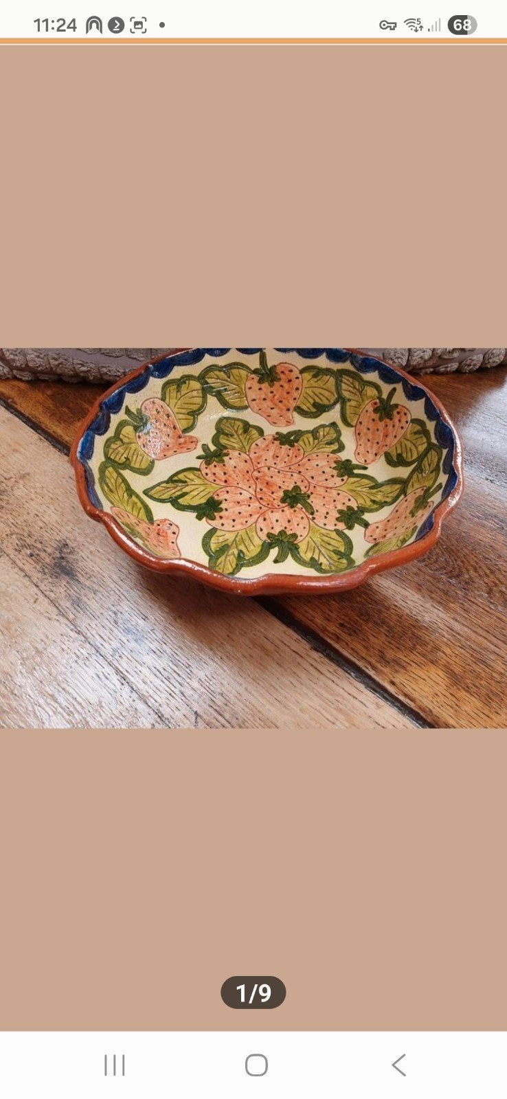 Keramiek/aardewerk oud schaaltje/schaal met aardbeien, Antiek en Kunst, Ophalen of Verzenden