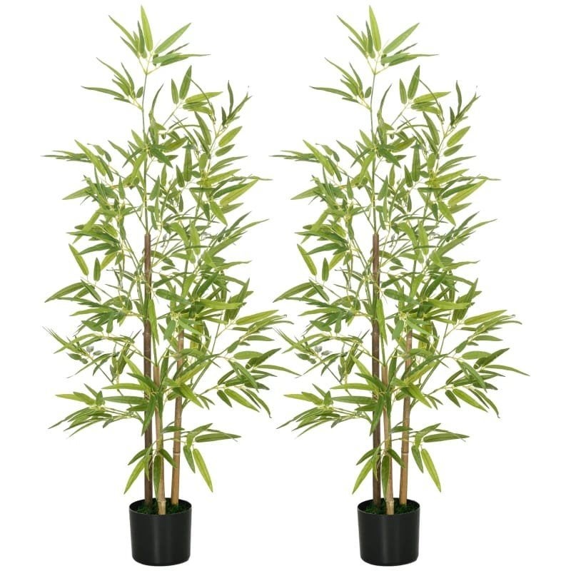 Kunst Bamboe Plant kunstplant kunstboom 120cm, Binnen, Groen, Met pot of vaas, Kunstplant