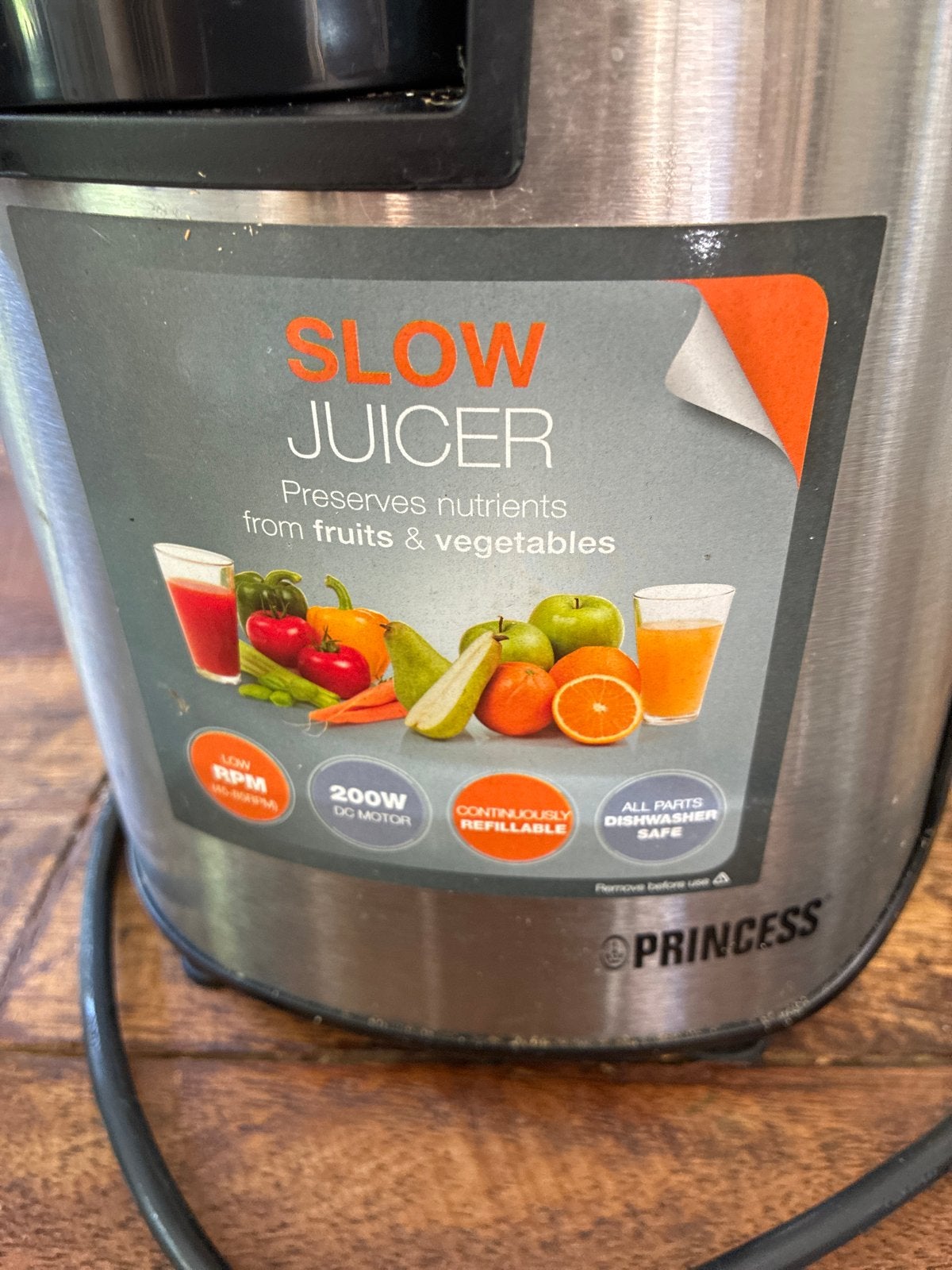 Princess Slowjuicer - Behoud vitaminen en smaak, Ophalen, Zo goed als nieuw, Elektrisch, Slowjuicer