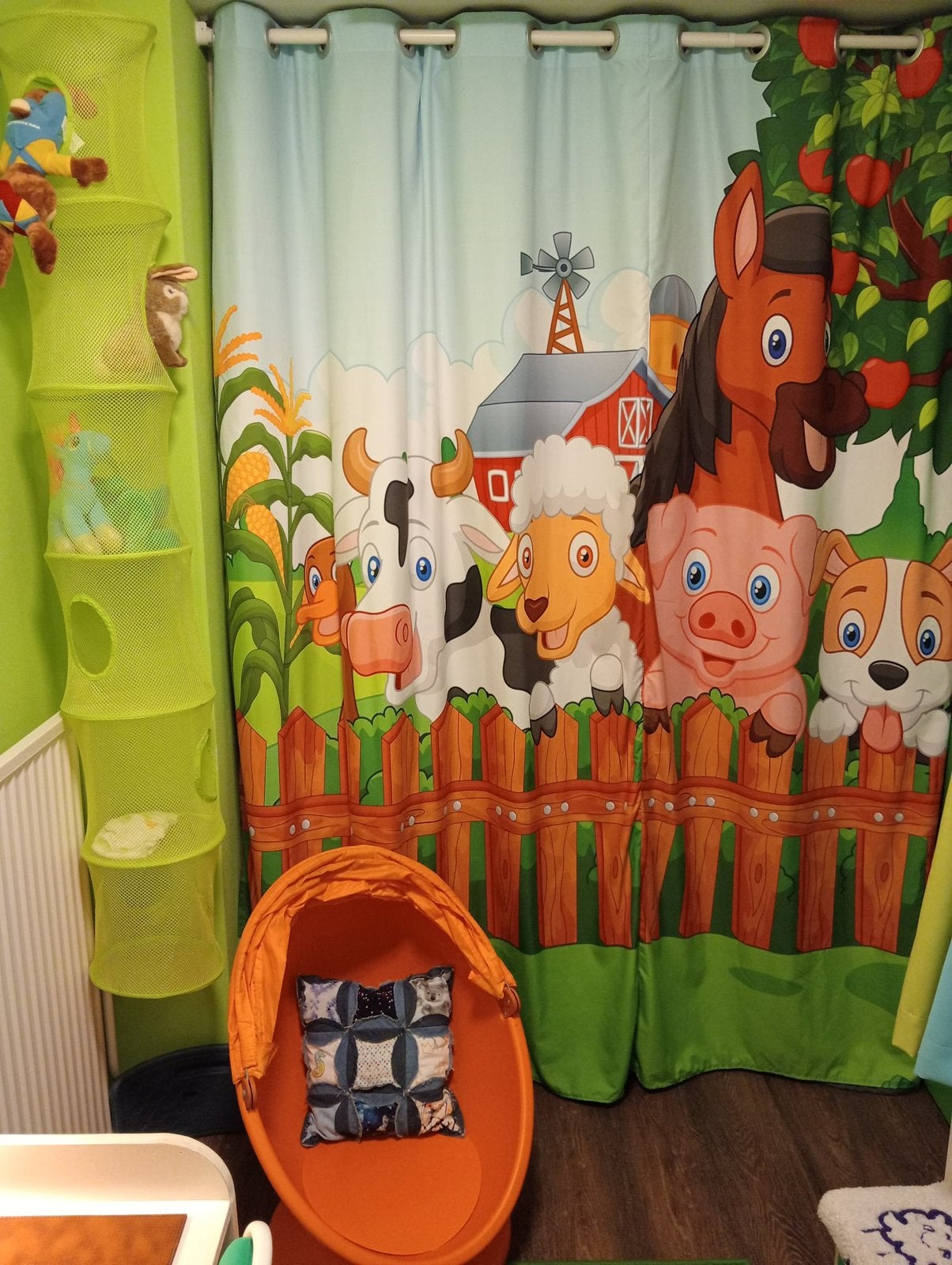 Gordijn, met verduistering, boerderijdieren, Kinderen en Baby's, Gordijnen of Lamellen, Ophalen of Verzenden, Zo goed als nieuw