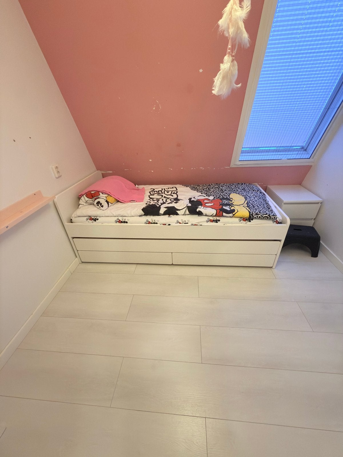 Ikea slakt bed met onderbed en 2 laden, 90 cm, Eenpersoons, Wit, Ophalen of Verzenden