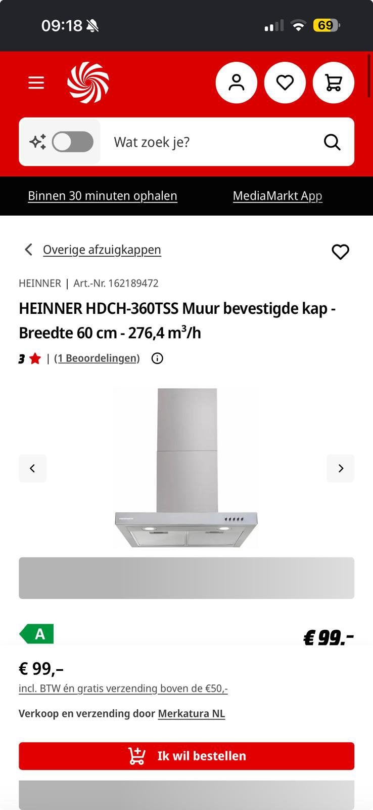 Ik zoek iemand afzuigkap instelling, Ophalen of Verzenden, Zo goed als nieuw, 200 tot 400 m³ per uur