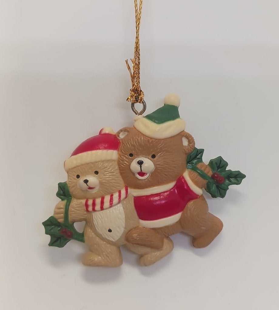 Vintage Plastic berenstel kerstornament met wit groen rood, Diversen, Ophalen of Verzenden, Nieuw