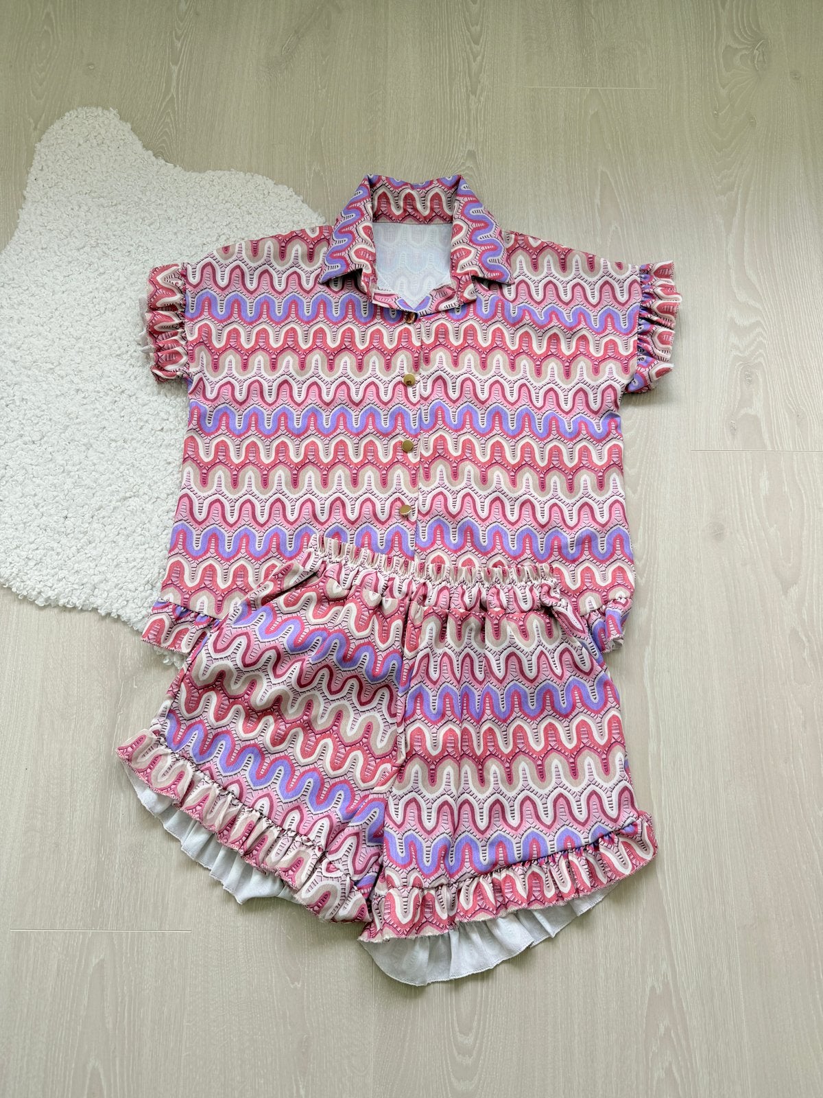 Zomerse set: blouse met korte mouwen en short, Kleding | Dames, Ophalen of Verzenden, Nieuw, Maat 38/40 (M), Roze