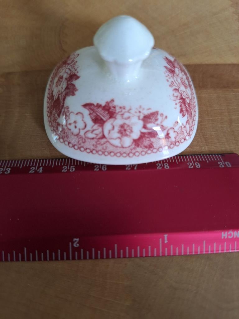 Balmoral mini suikerpot deksel met rood bloemmotief, Ophalen of Verzenden