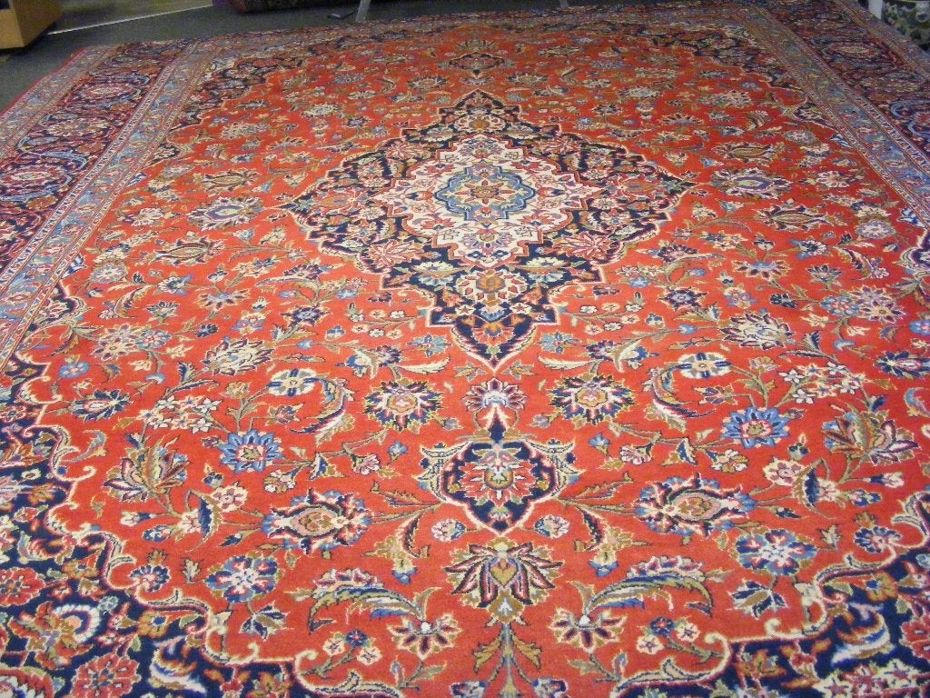 Handgeknoopt Perzisch Tapijt Kashan- iran Maat:2.88X3.93.m, Blauw, Verzenden, 200 cm of meer, Zo goed als nieuw