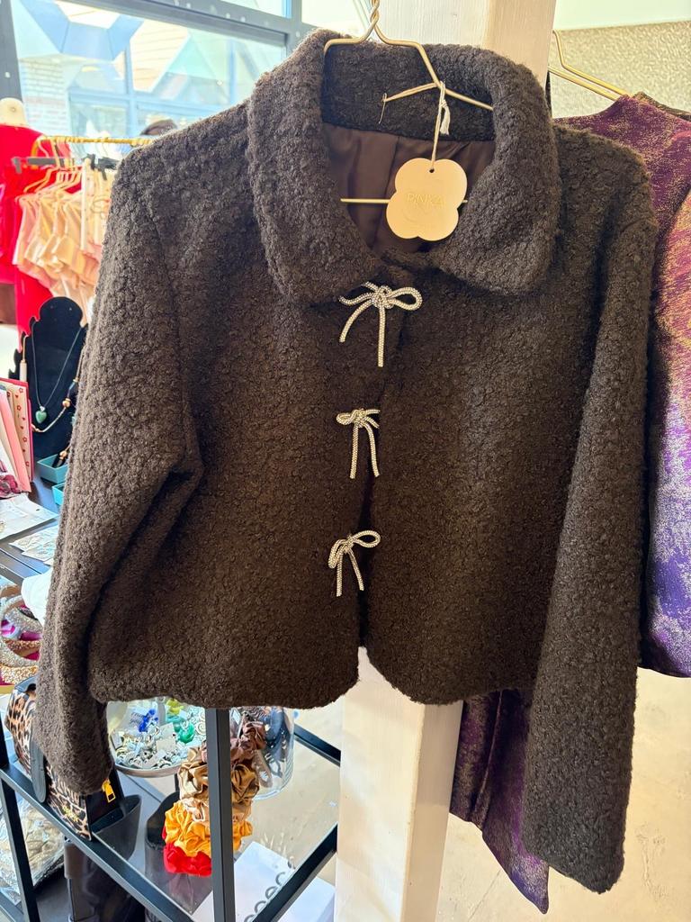 Leuk bruin jasje one size met glitter knopen, Ophalen of Verzenden, Nieuw, Maat 38/40 (M), Bruin