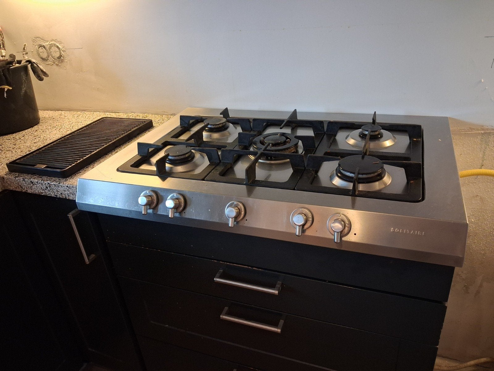 Solitaire RVS 5-pits kookplaat - Horeca uitvoering, Ophalen, Gebruikt, Gas, Vrijstaand