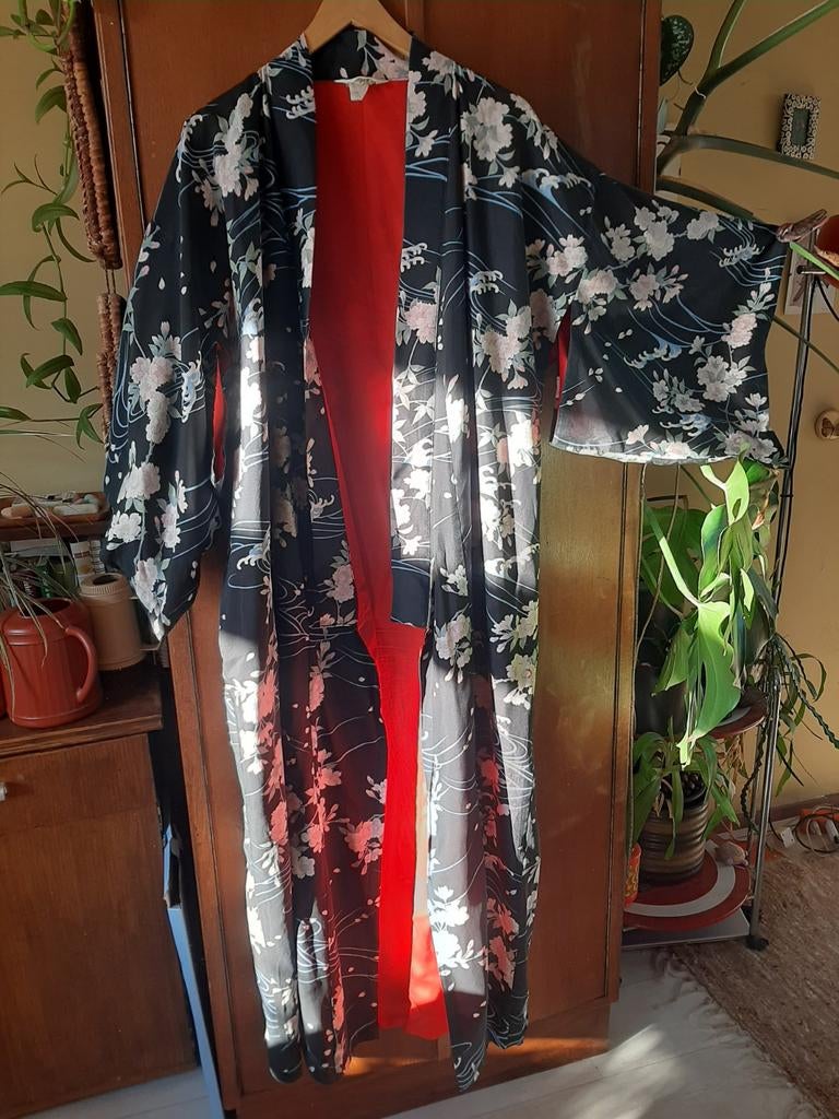 Authentieke Traditionele Japanse Kimono, Maat 38/40 (M), Ichi ban, Zwart, Ophalen of Verzenden