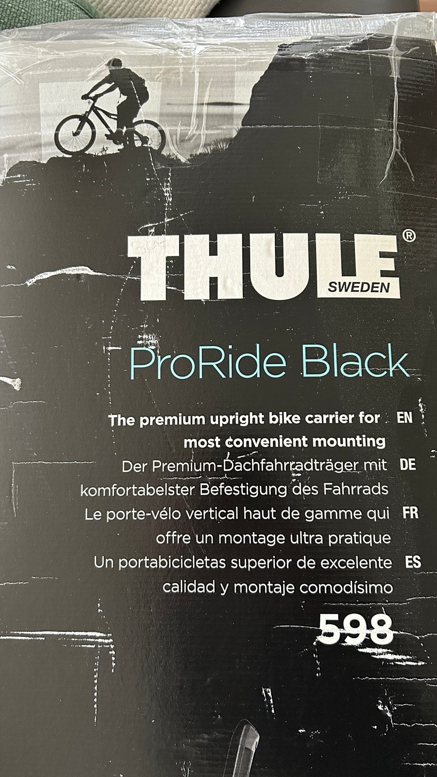 Thule ProRide Black 598 Dakdrager Fietsendrager - Nieuwstaat, Auto diversen, Brede banden, Ophalen of Verzenden, Zo goed als nieuw