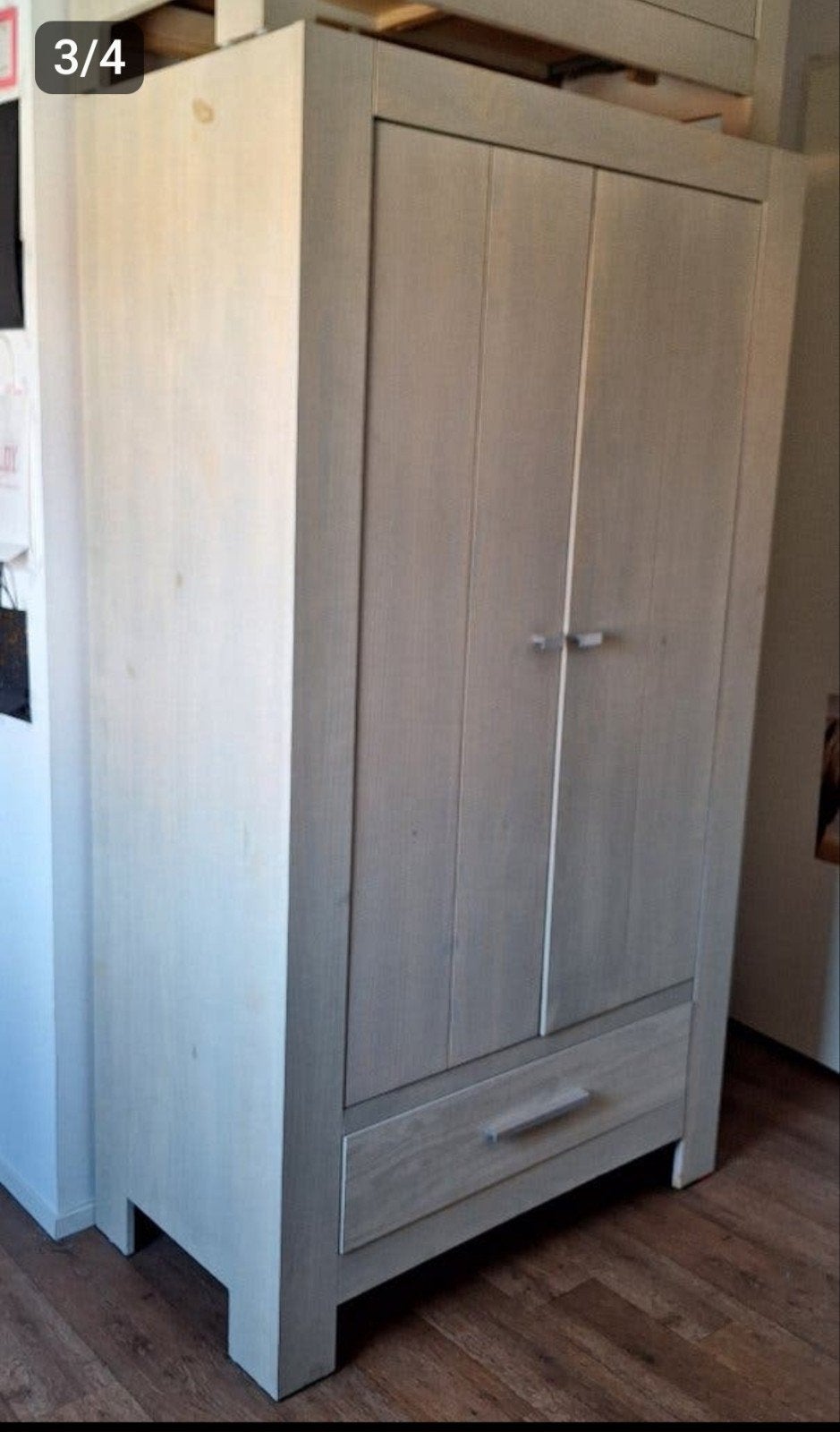 Bopita white/grey wash Kledingkast + Commode + Wandplank, 50 tot 100 cm, Zo goed als nieuw, Modern, 150 tot 200 cm