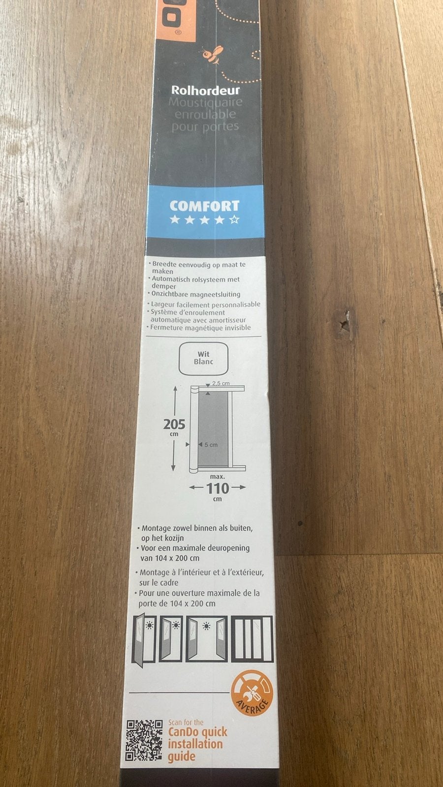 CanDo Rolhordeur Comfort Wit 110x205cm, Doe-het-zelf en Verbouw, Deuren en Horren, Kunststof, Hordeur, Nieuw, 200 tot 215 cm
