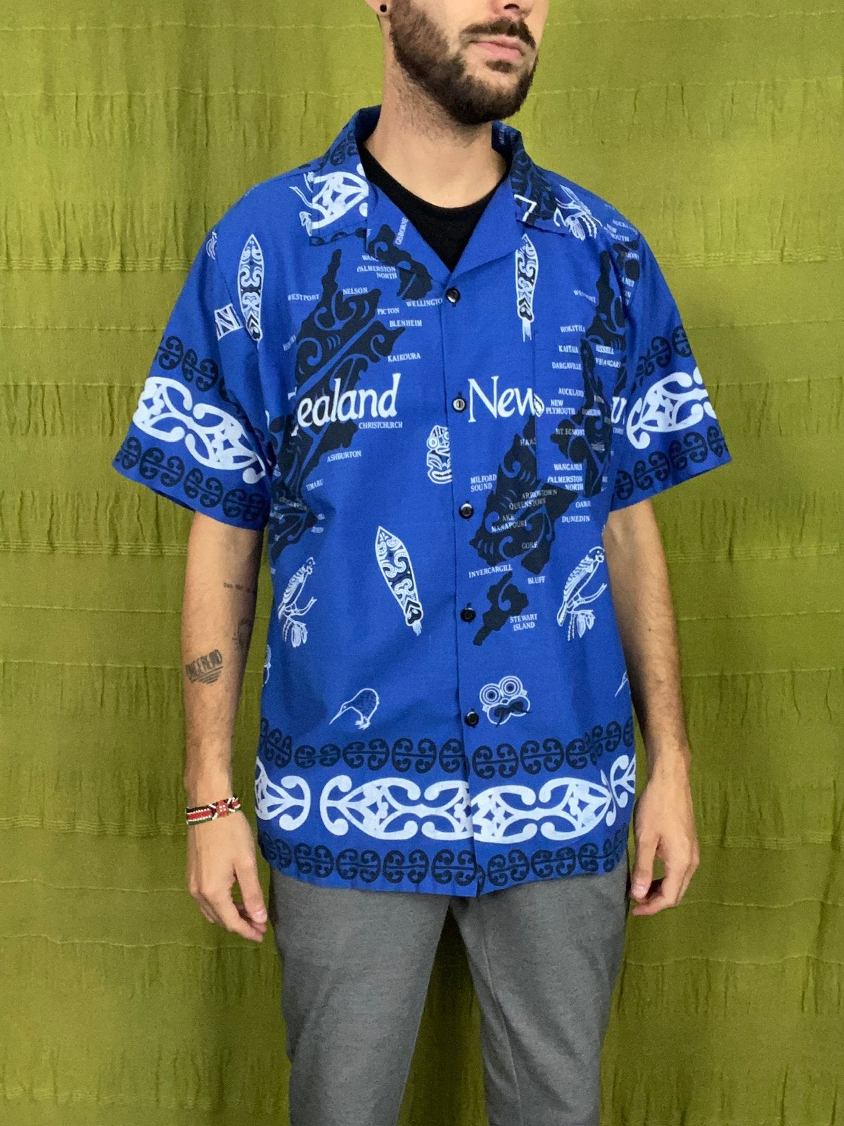 Vintage hawaii overhemd / shirt / print / blauw / large / L, Hgv, Blauw, Hgv, Ophalen of Verzenden