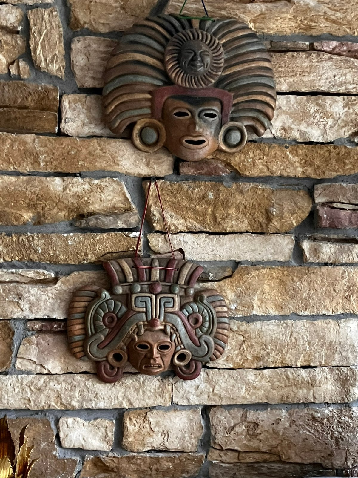 Vintage Azteekse/ Maya  ‘70 en ‘80 terracotta maskers, Ophalen of Verzenden, Zo goed als nieuw