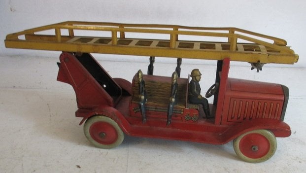 vintage tin toy blikken brandweerwagen Jep France, Ophalen of Verzenden