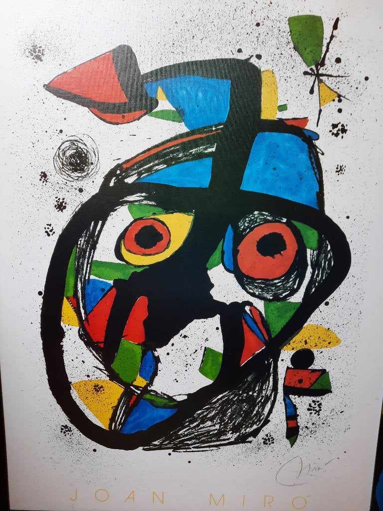 Joan Miró Kunstprint in Lijst met Abstracte Kleuren, Ophalen of Verzenden