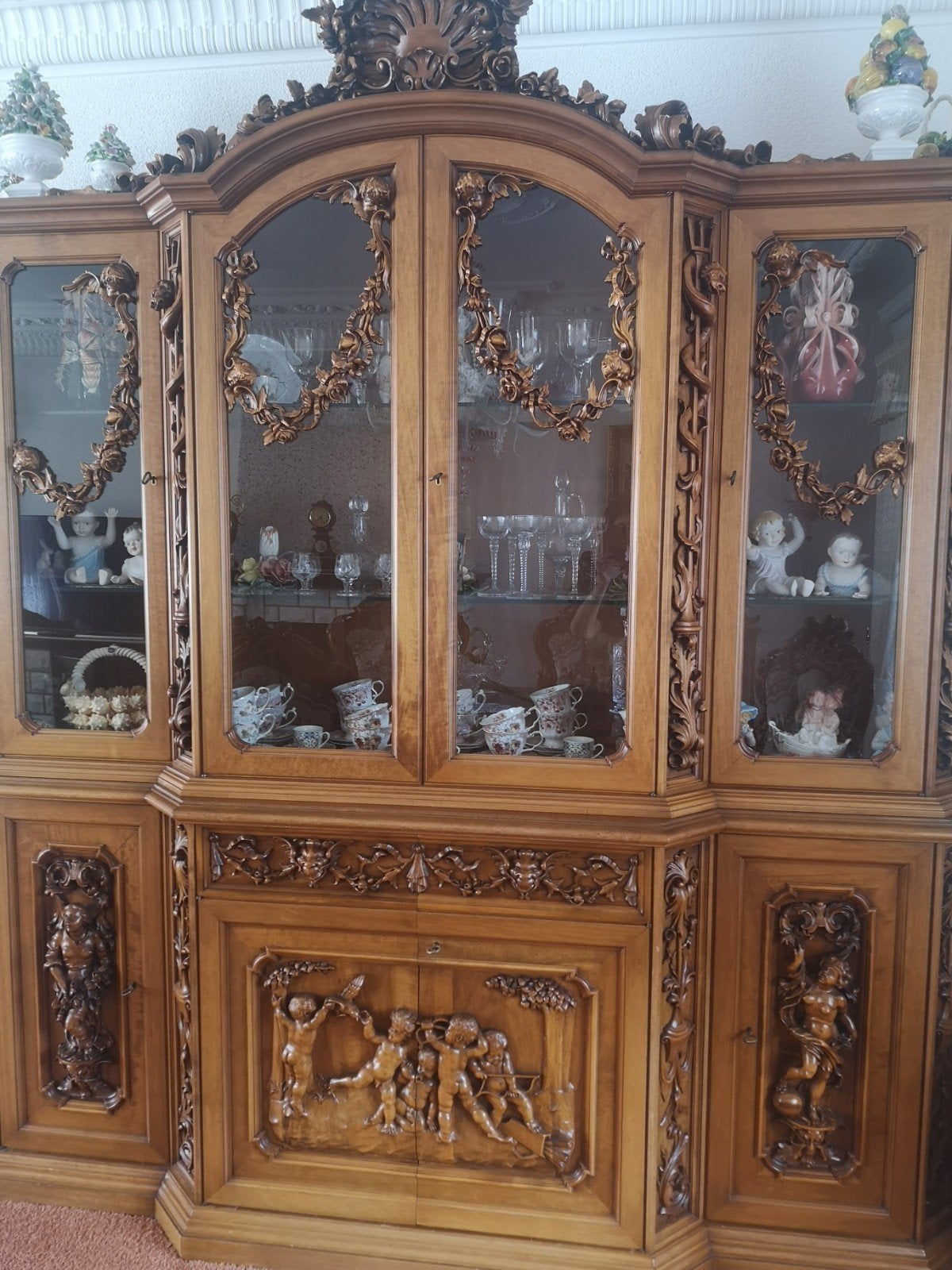 barok vitrinekast, Ophalen, Gebruikt, 50 tot 100 cm, 150 tot 200 cm