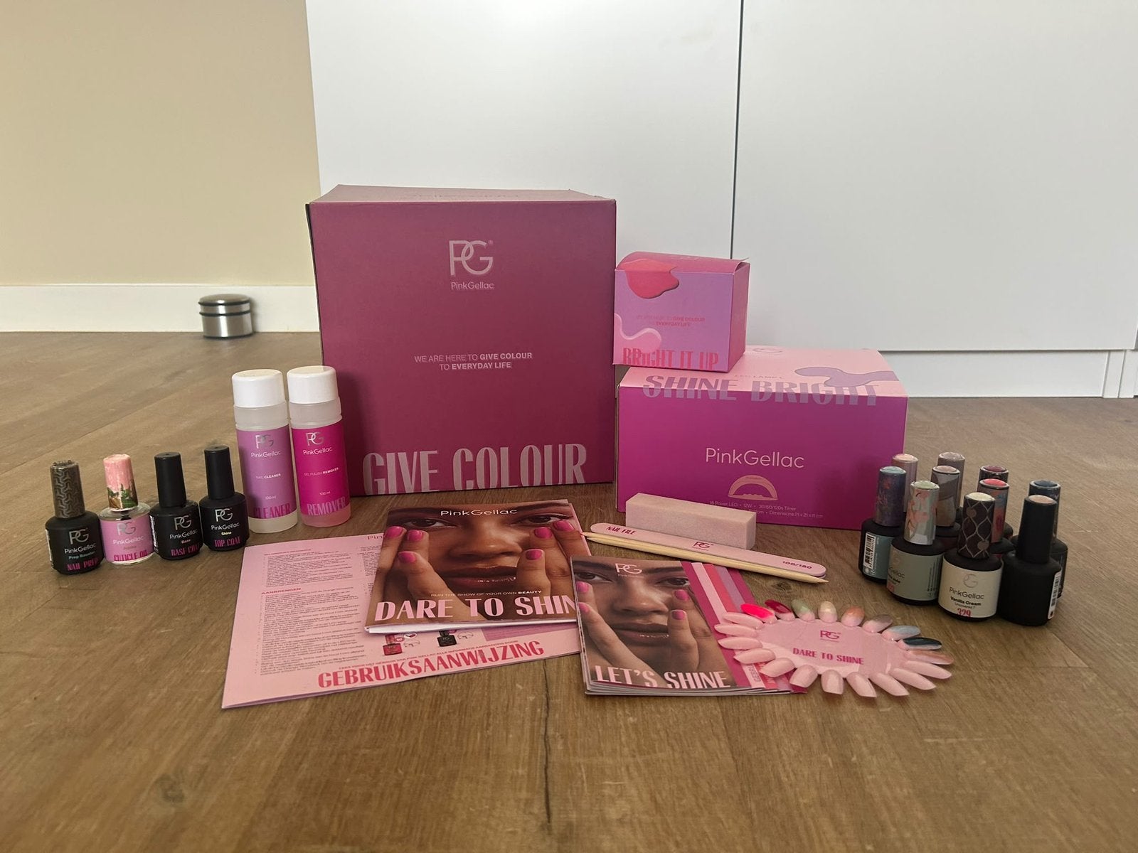 Pinkgellac / pink gellac set compleet, Ophalen, Zo goed als nieuw, Overige kleuren, Handen en Nagels