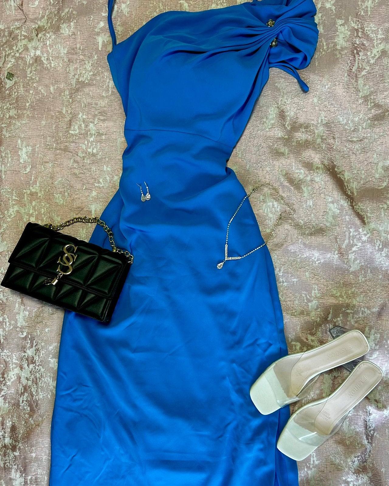 Koninklijk Blauwe One-Shoulder Galajurk, Blauw, Ophalen of Verzenden, Zo goed als nieuw, Maat 36 (S)
