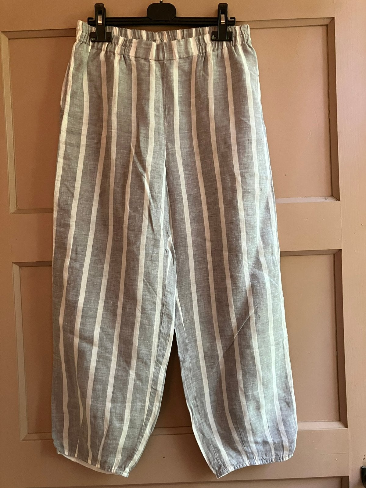 Grizas Super Leuke Linnen Broek met Streepje, S M, Verzenden, Maat 36 (S), Gedragen, Grijs