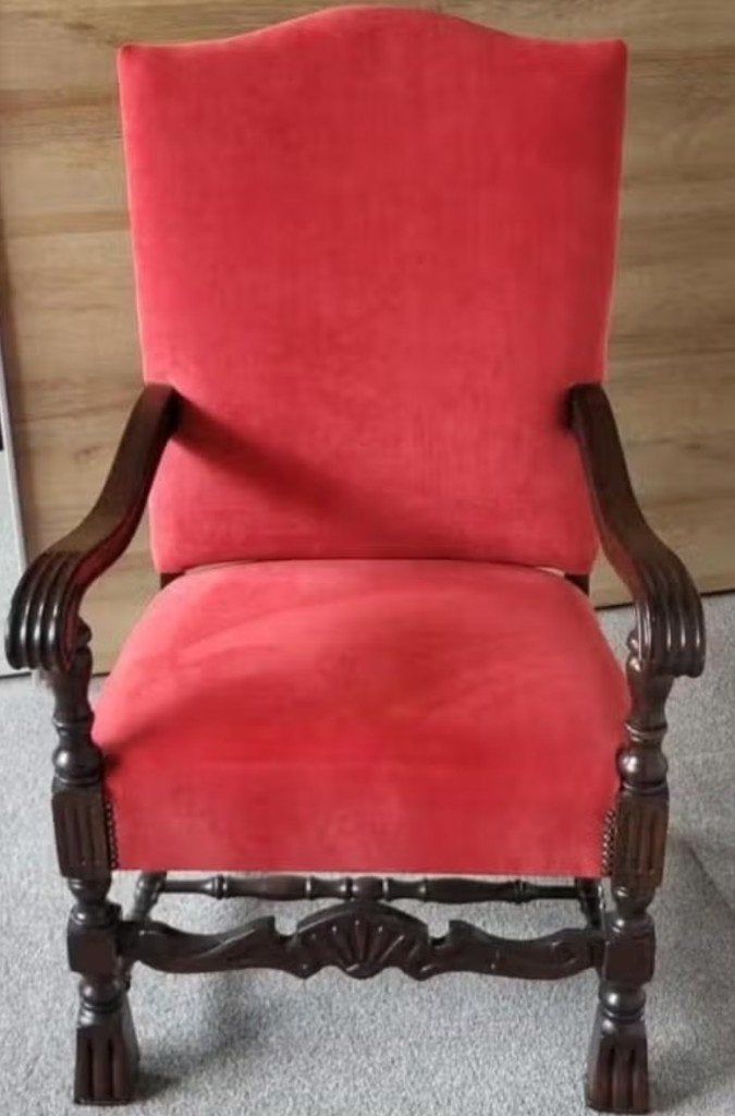Antieke stoel met rode bekleding, Ophalen, Gebruikt, Stof, Eén