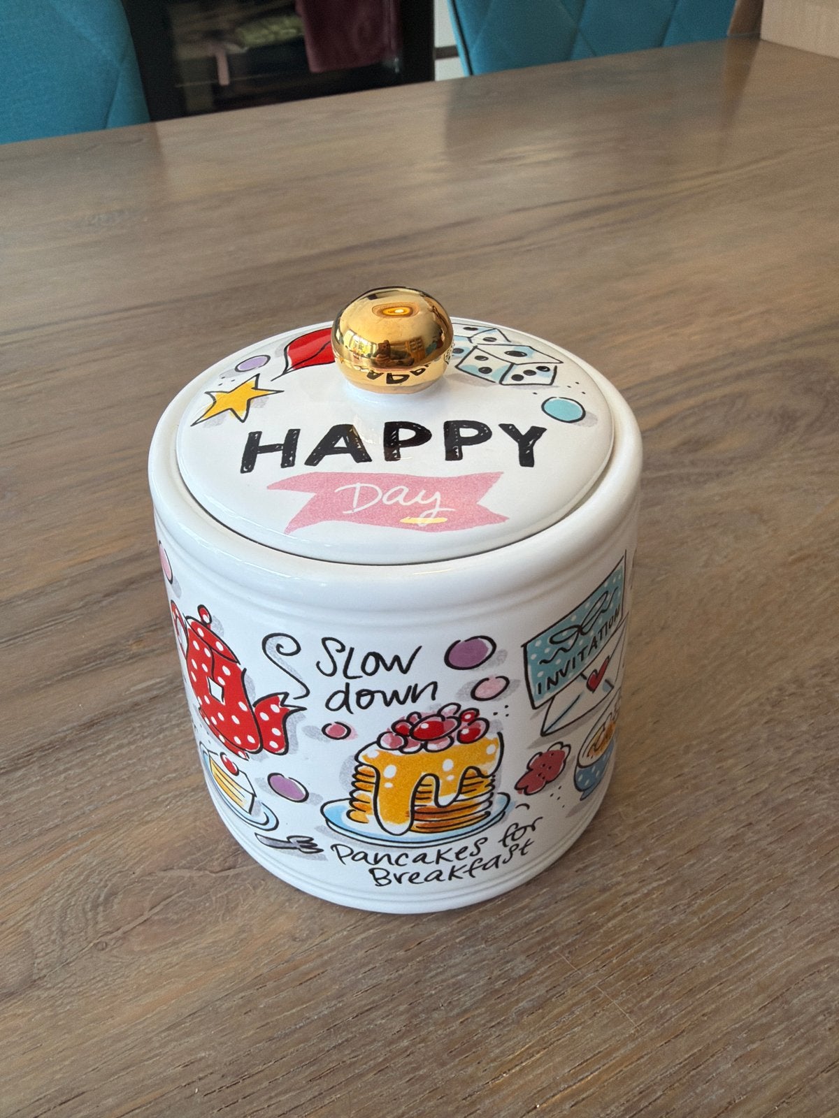 Blond Amstedam Happy Day suikerpotje, Zo goed als nieuw, Voorraadpot, Steen/keramiek, Meerkleurig