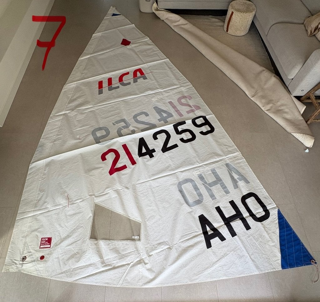 ILCA 6 zeil, Gebruikt, Ophalen of Verzenden, 3 tot 6 meter, Minder dan 15 m²