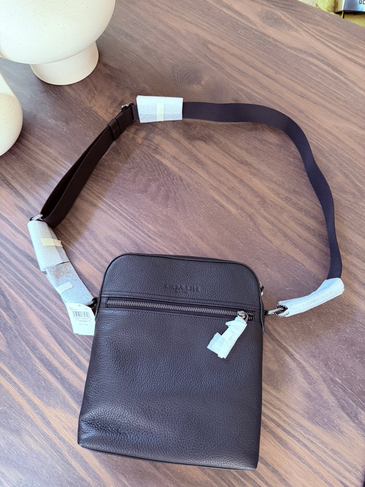 Coach Houston 22 Pebbel Leer Messenger Tas Zwart 4011-QBBK, Ophalen, Nieuw, Zwart, Leer