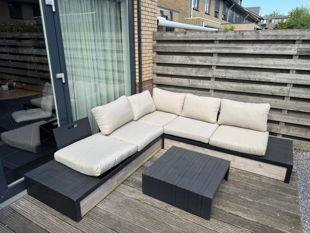 Moderne donkergrijze loungeset met salontafel, Ophalen, Gebruikt, Composiet