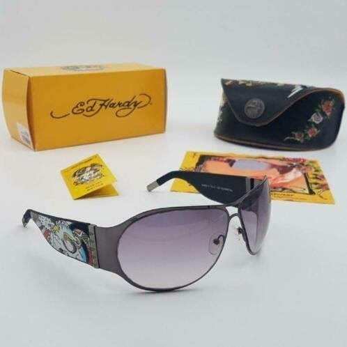 Zonnebril Ed Hardy EHS-011 72-11-120 Gunmetal - Battle, Overige merken, Zonnebril, Overige kleuren, Nieuw