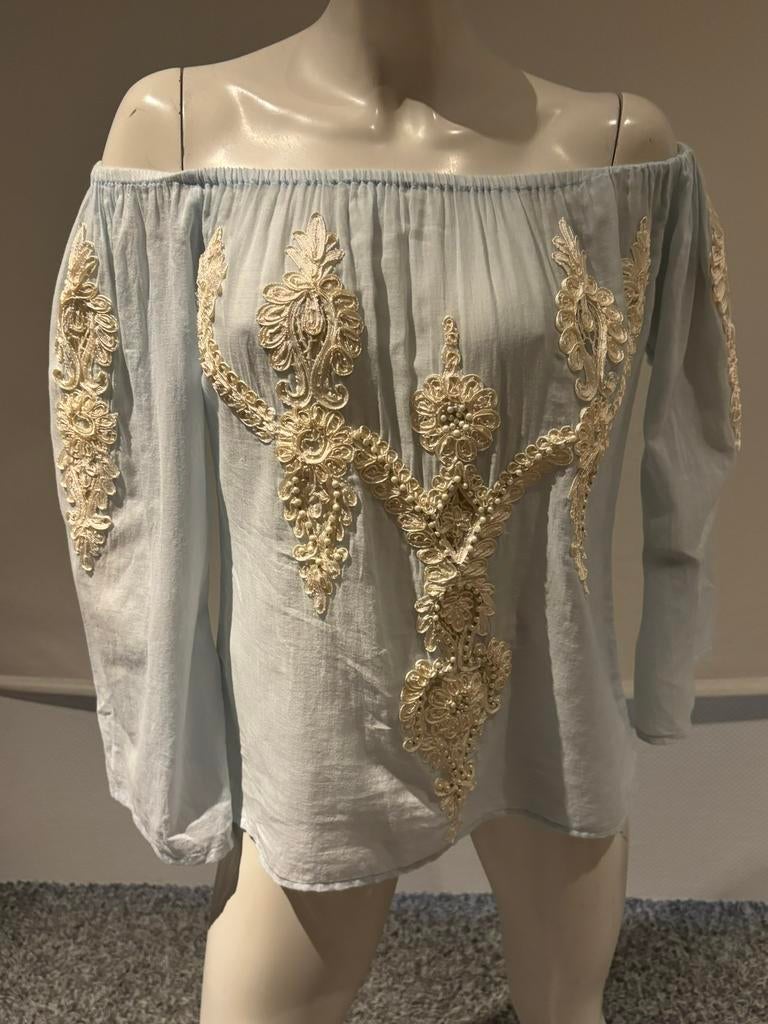 Diamond for eden blouse met kant en kralen onesize, Kleding | Dames, Maat 38/40 (M), Blauw, ., Ophalen of Verzenden