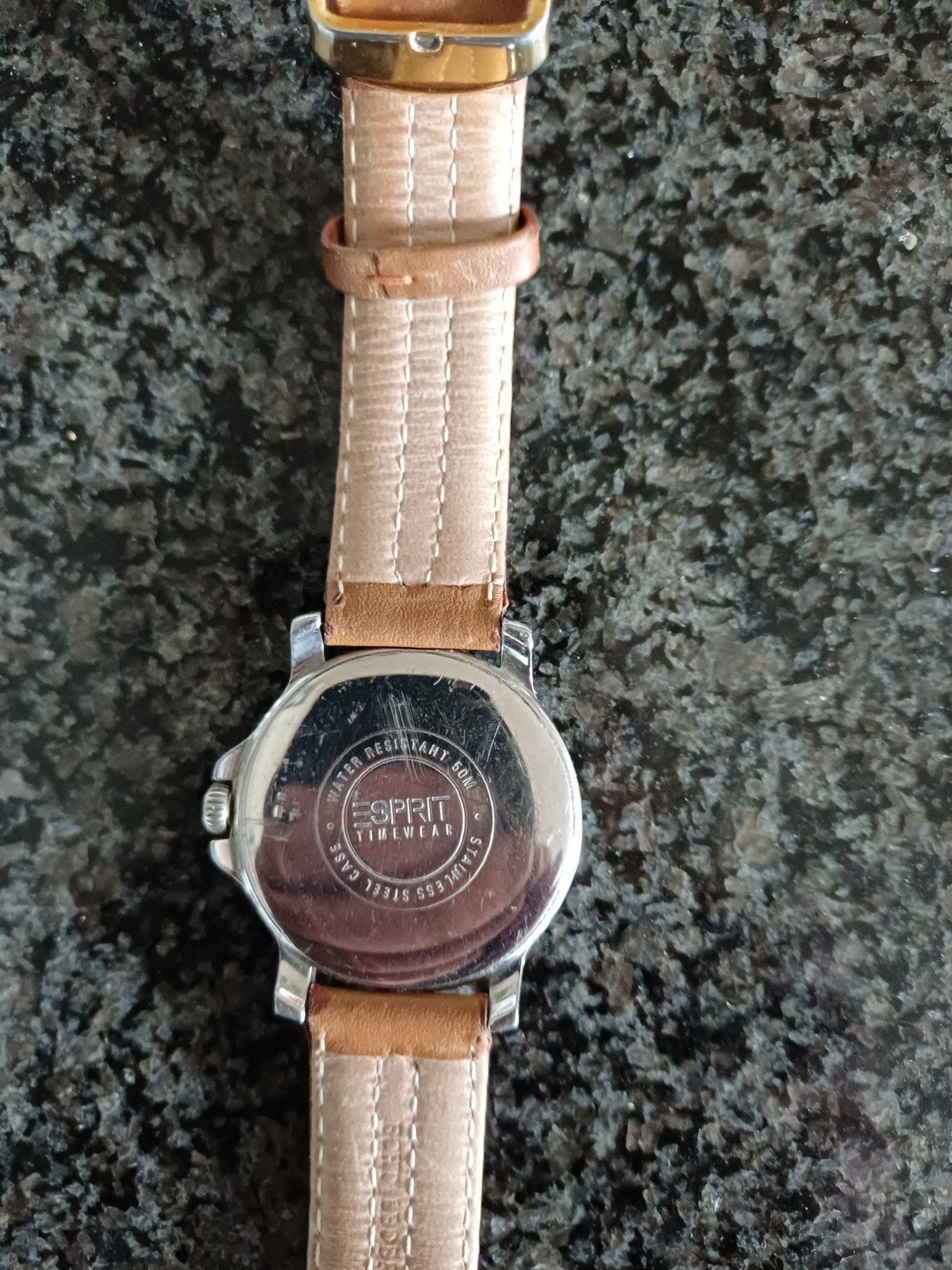 Esprit horloge met leren bandje - 35 mm, Ophalen of Verzenden, Leer, Esprit