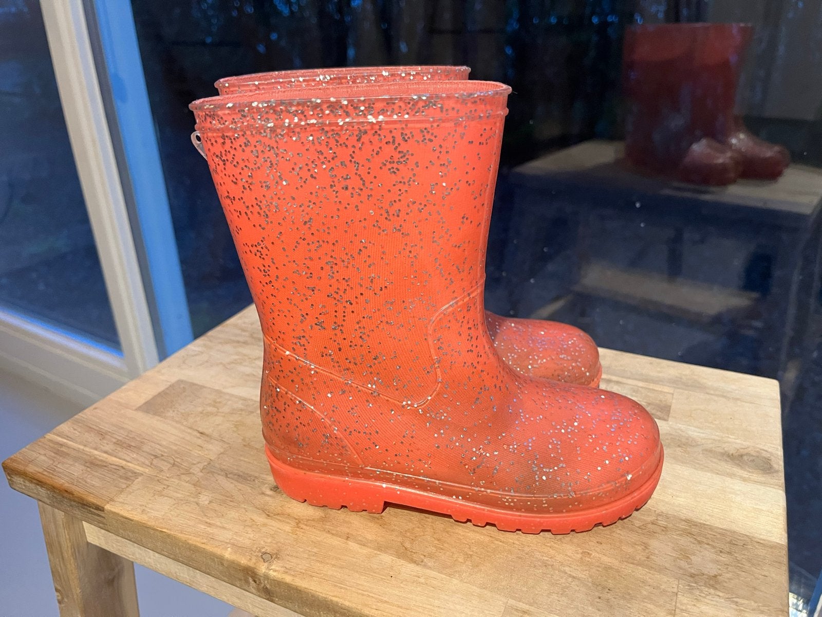 Leuke HEMA laarsjes maat 26/27 oranje/roze met glitters, Ophalen, Gebruikt, Meisje, Laarzen
