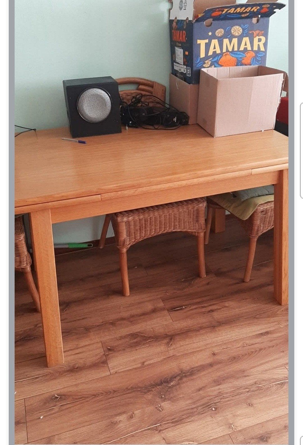 GRATIS Uitschuifbare eettafel ZONDER stoelen, Ophalen, Gebruikt, 100 tot 150 cm, 50 tot 100 cm