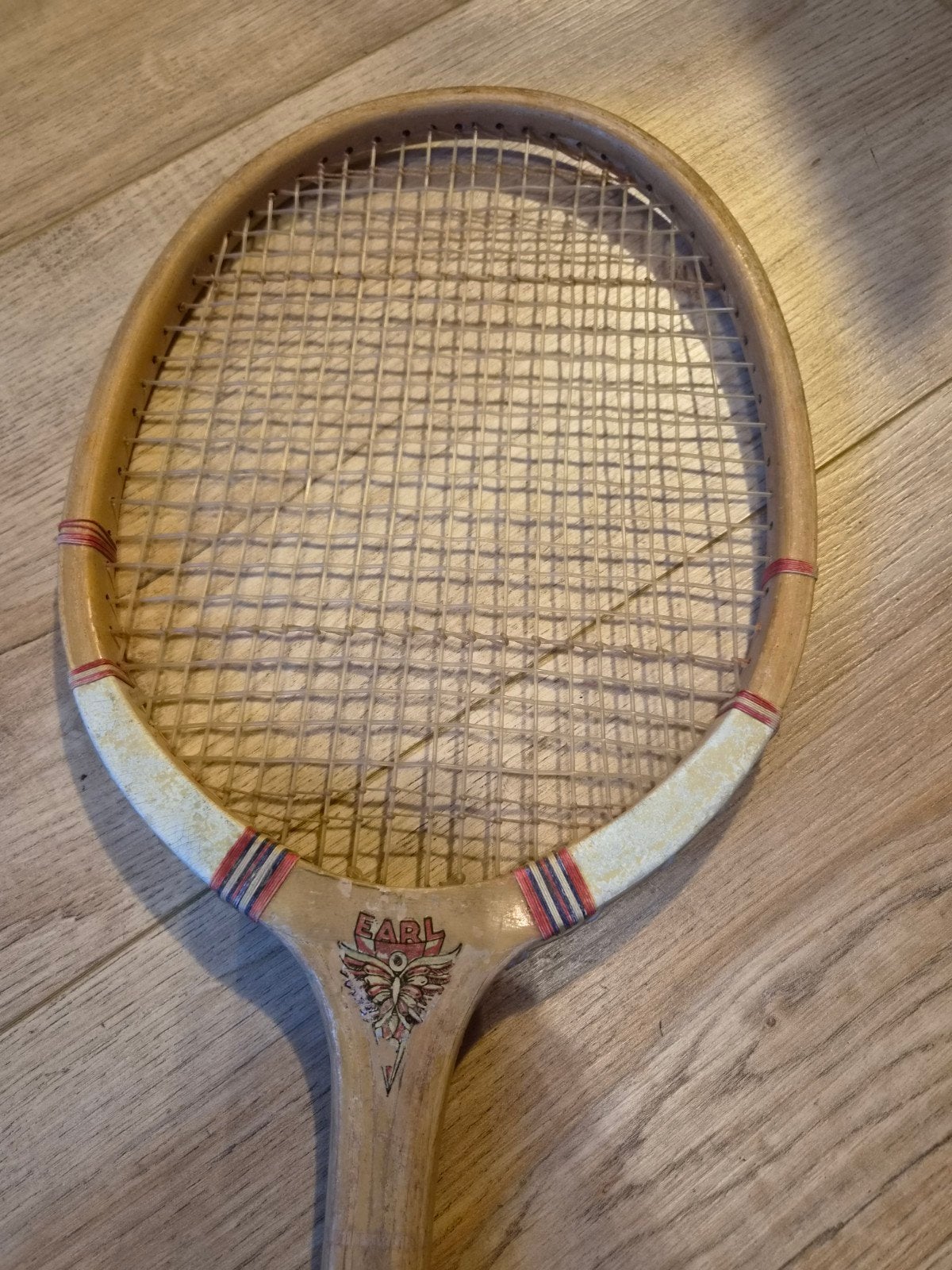 Vintage Houten Tennisracket - Earl, Ophalen of Verzenden, Gebruikt, Racket, Overige merken