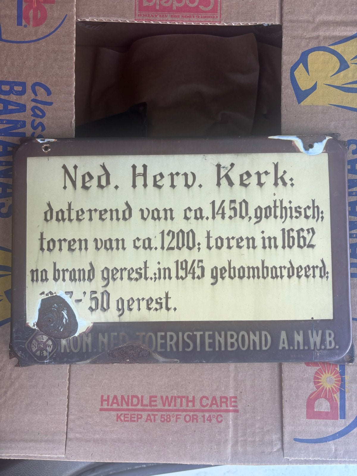 Oud ANWB-bord Ned. Herv. Kerk - Historisch erfgoed, Ophalen of Verzenden