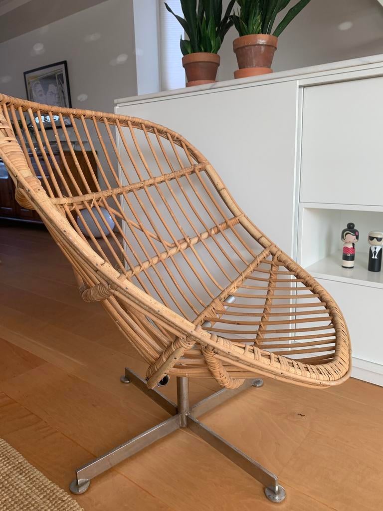 Rotan lounge chair, Huis en Inrichting, Stoelen, Ophalen, Gebruikt