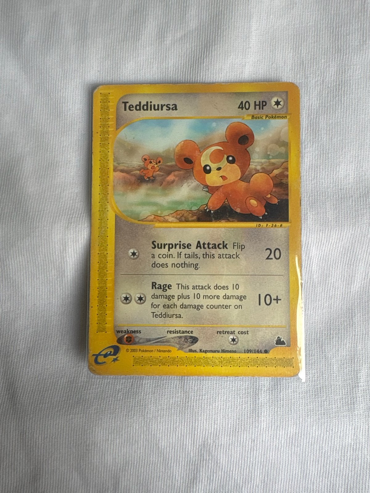 Teddiursa Pokémon Kaart 2003 (109/144), Ophalen of Verzenden, Gebruikt, Losse kaart