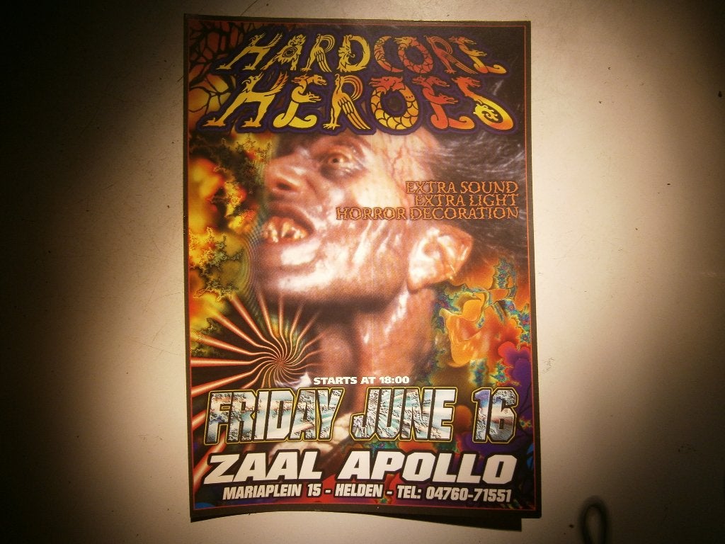 Hardcore Heroes –1995 – Zaal Apollo Helden. Flyer Zeldzaam !, Verzamelen, Posters, Ophalen, Rechthoekig Staand, A4 of kleiner