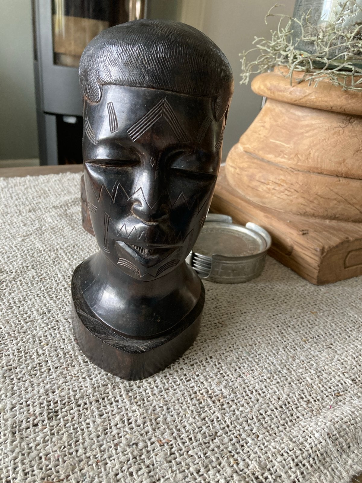 Handgemaakt Afrikaans Hoofd van Ebbenhout - 23,5 cm, Buste, Ophalen of Verzenden, Handgemaakt, Hout